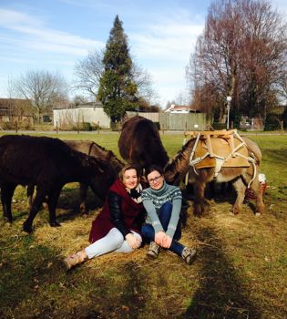 Jenneke en leonie zittend met ezels