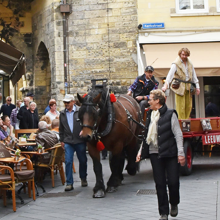 bokkenparade, paard met bierkar door de straten van Valkenburg