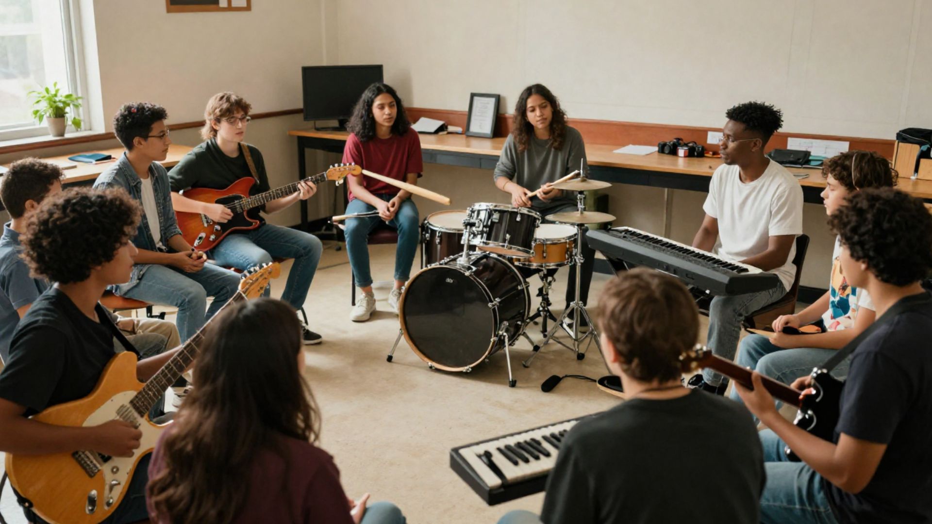 Spelen in een band voor jongeren van 10 t/m 13 jaar